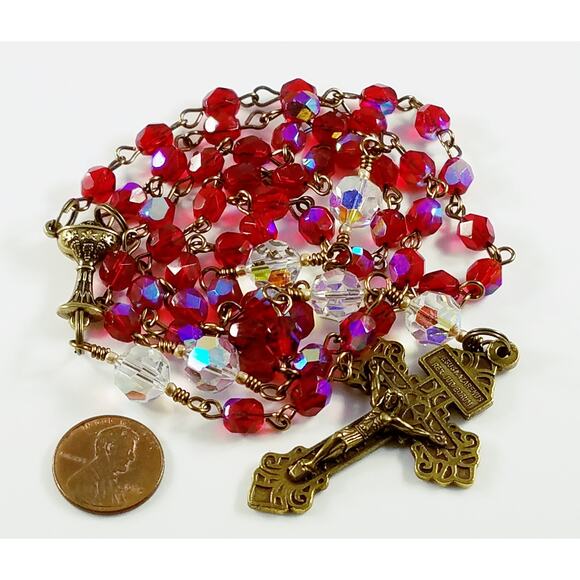 Pardon Indulgence Crucifix, Five Decade Catholic Rosary - Picture 6 of 10